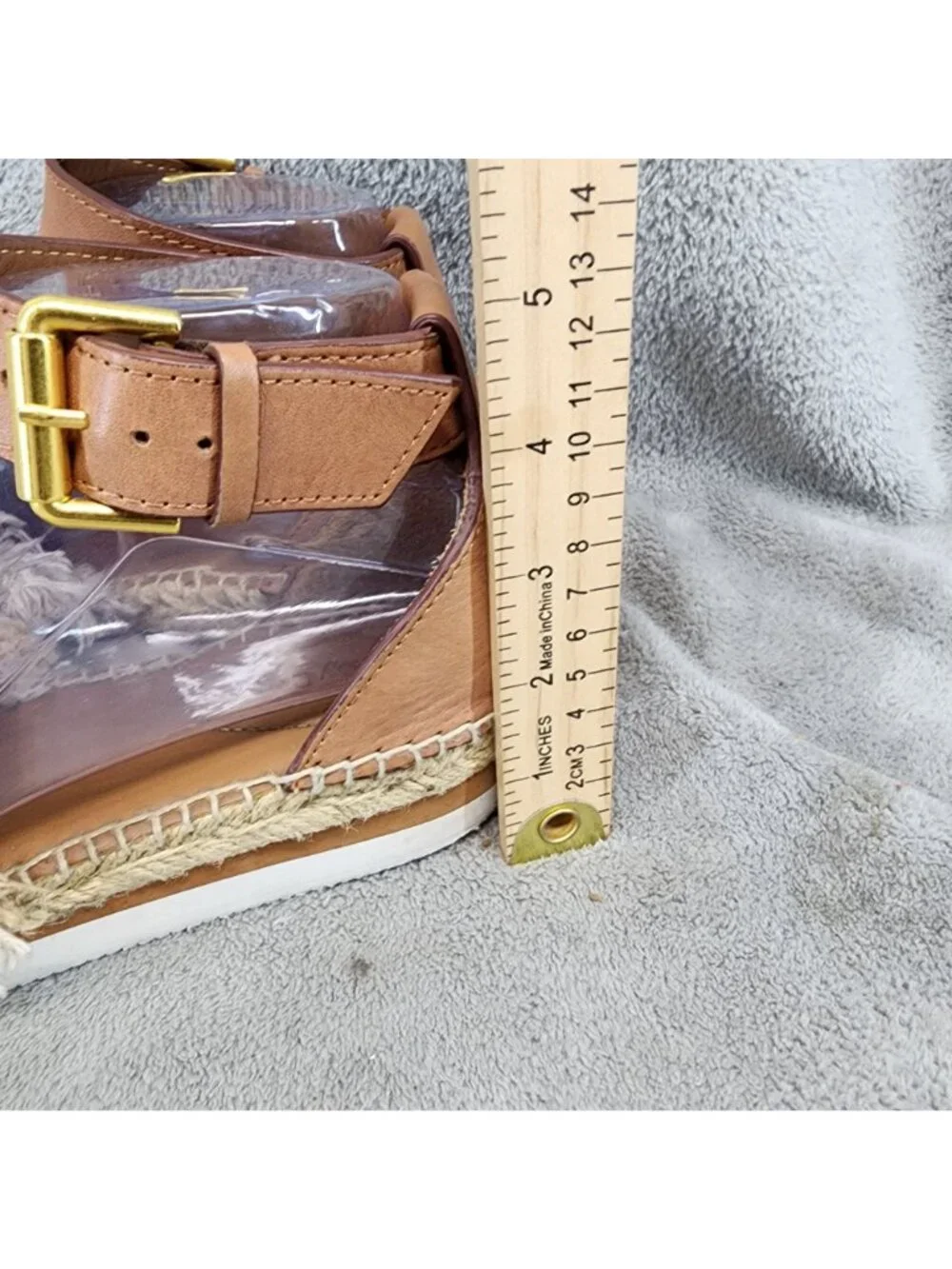 See by Chloe Shoes Womens 7 Tan Textile & Leather Glyn Espadrille Sandals *Read*